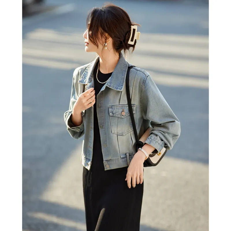 TERRE BLEUE Spring, Fall Denim Jacket Loose Fit Women's-4