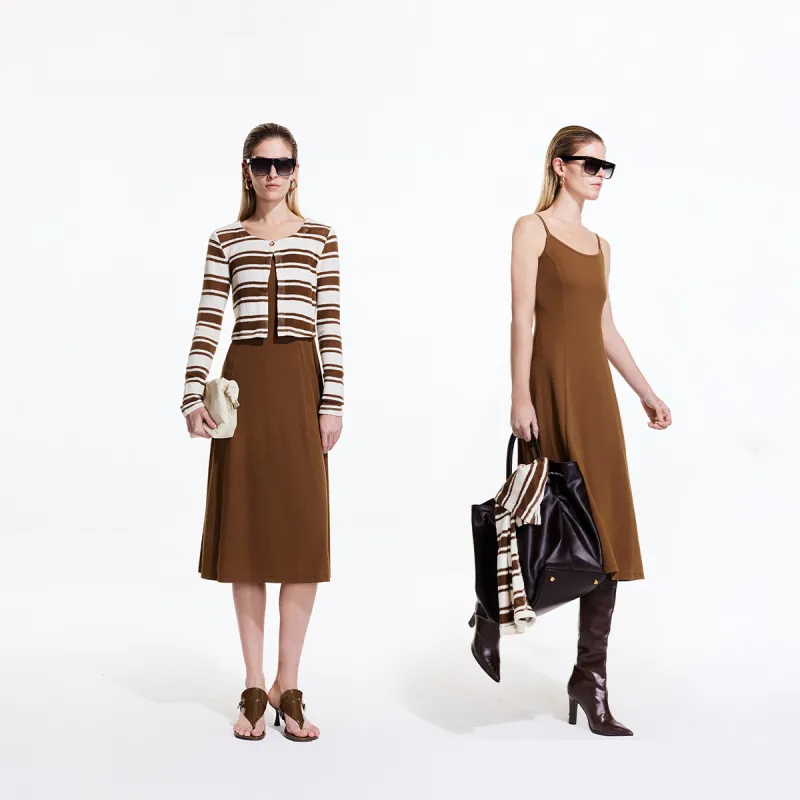 ONLY Two Piece Skirt Sets Women's E10 Deep Vibrant Brown-3
