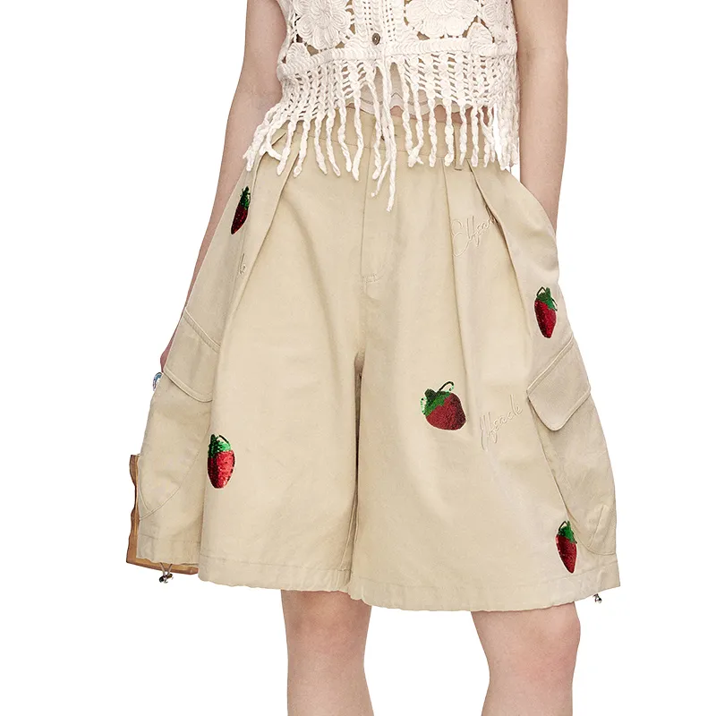 ELF SACK Casual Shorts Women's Strawberry Khaki-1