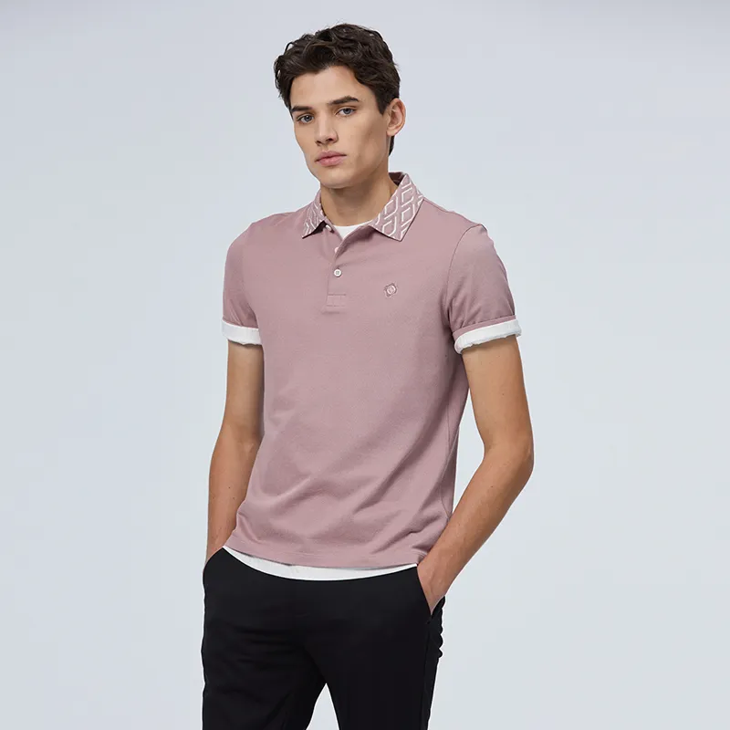 DIDIBOY Polo Shirts Men Flesh Pink-2
