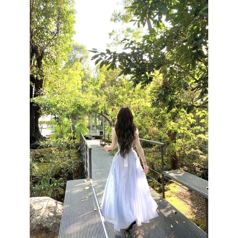 Flowers In Water Summer Sleeveless Dress Women's Image Color-1