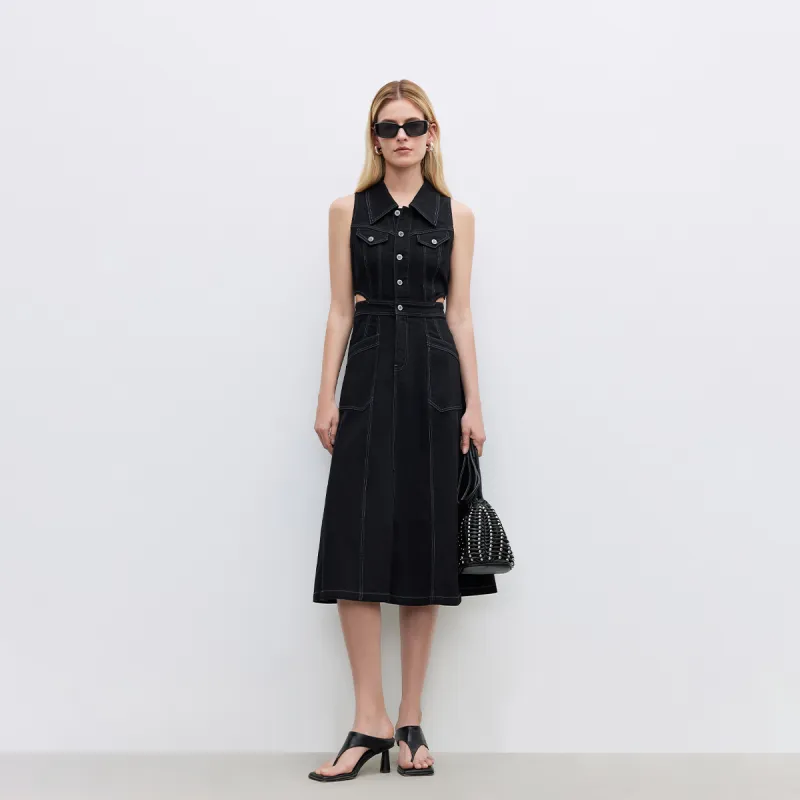 ONLY Sleeveless Dress Women's Black Denim-3