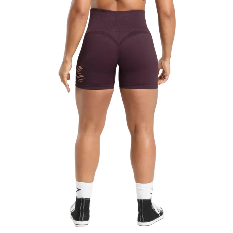 GYMSHARK Gains Seamless Sports Shorts Women's Dark Purple-1