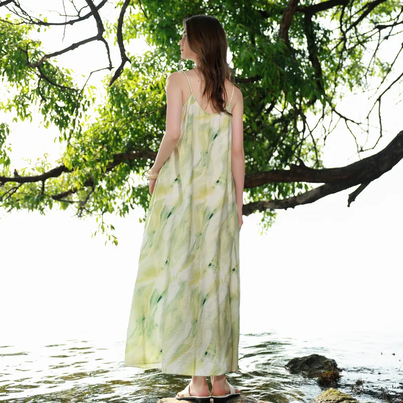 3COLOUR Slip Dresses Women's Pea Green Floral-6