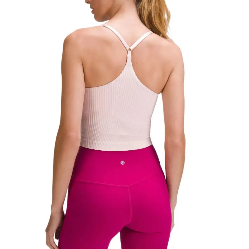 Lululemon Strappy Seamless Yoga Tank Top Light Support Sports Underwear Women's Pink-1