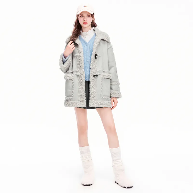 LEDIN x LOTSYOU Velvet feel Coat Women's Glacier Gray-3