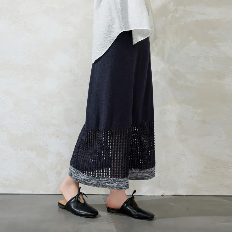 3COLOUR Casual Long Skirt Women's Navy Blue-6