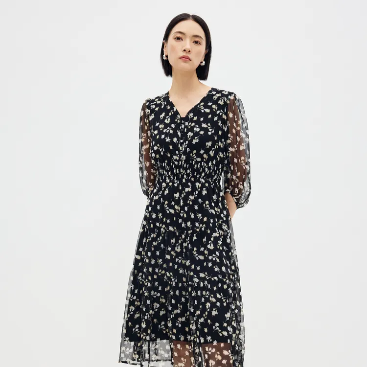 SHUIYUNJIAN Short Sleeved Dress Women's-3
