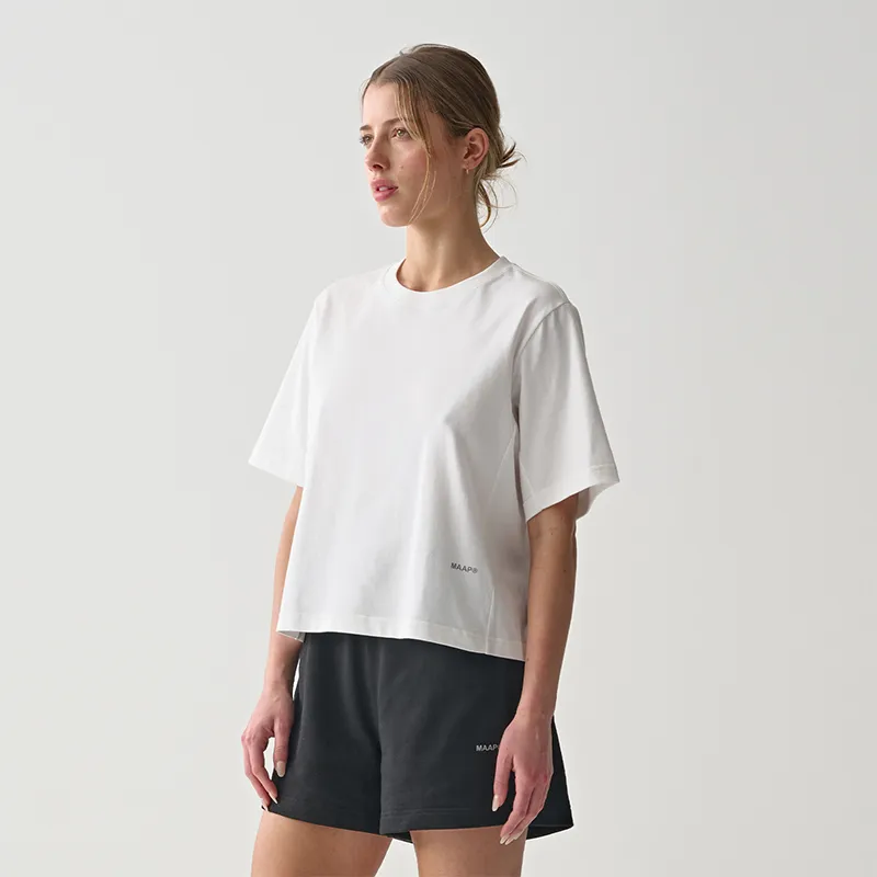 MAAP Lifestyle Collection Casual Cropped Versatile Short Sleeved T Shirt Women's White-1