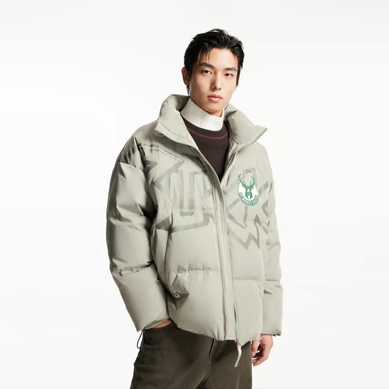 JACK JONES· x NBA Bucks Team Down Jacket Men's Sage Green-4