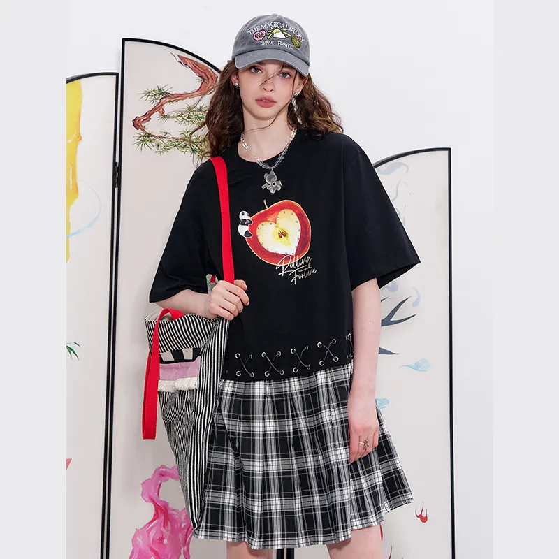 ELF SACK Short Sleeved Dress Women's Apple Black-2