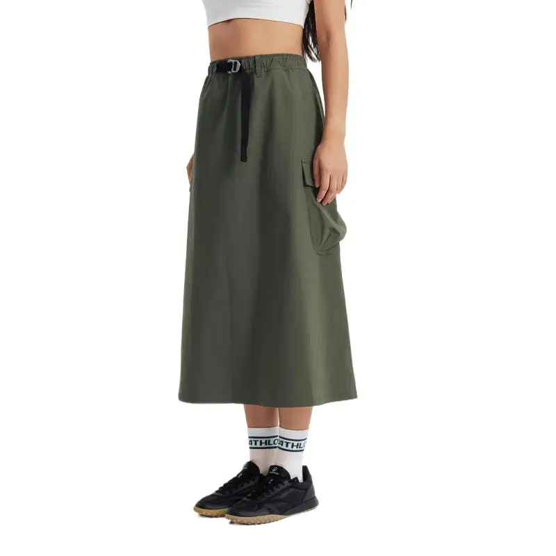 DECATHLON Casual Long Skirt Women's Khaki Green-2