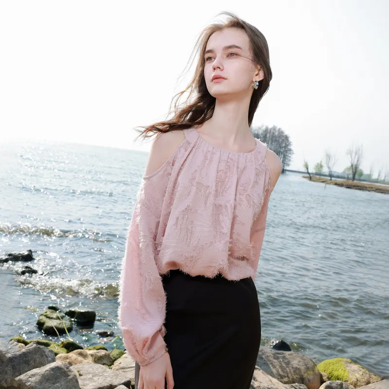 3COLOUR Chiffon Shirt Women's Smoke Pink-2