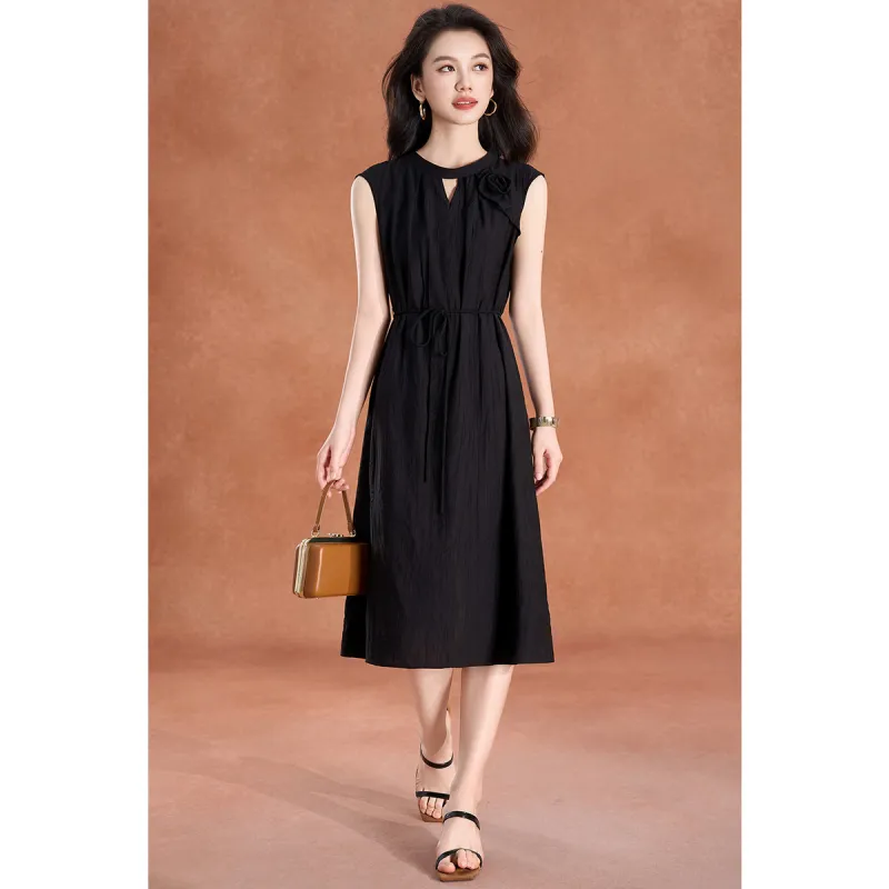 Mylan Summer Short Sleeved Dress Cinched Waist Women's-2