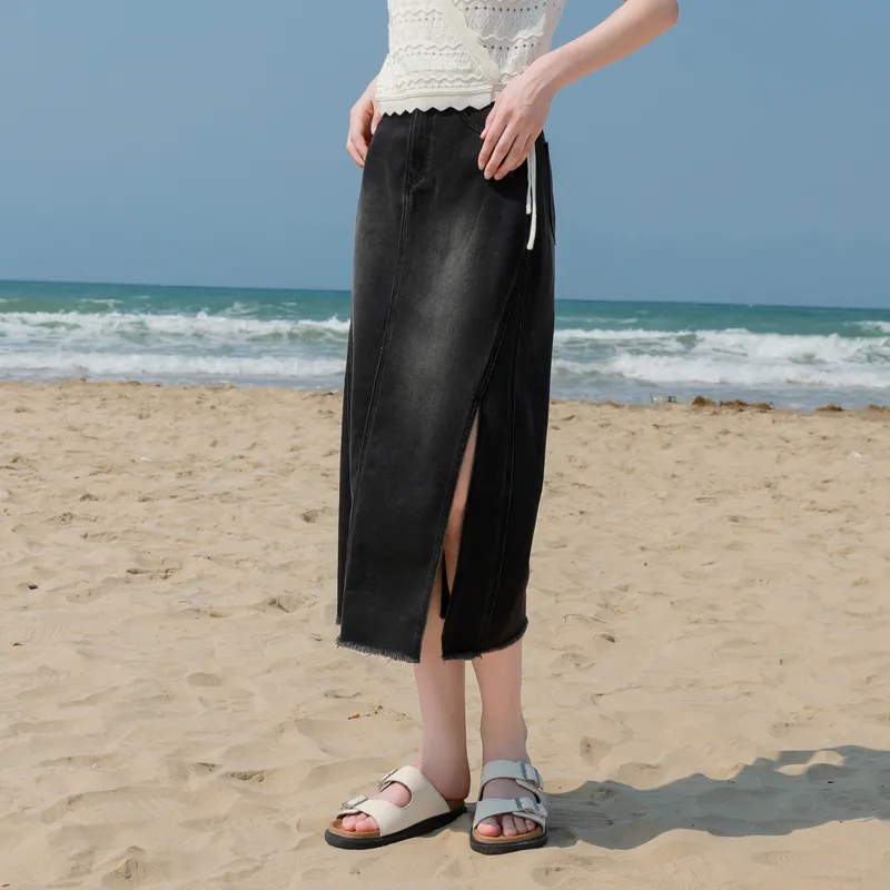 3COLOUR Casual Long Skirt Women's Classic Black-3