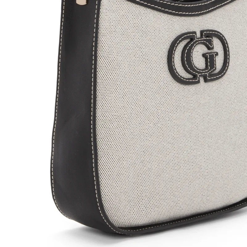 GUESS Artificial Leather Shoulder Bag Women's Black White-5