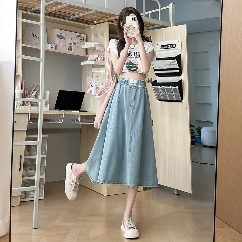 XIANSINIAO Denim Long Skirt Women's-4