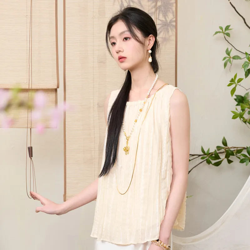 3COLOUR Chiffon Shirts Women's Ecru-5