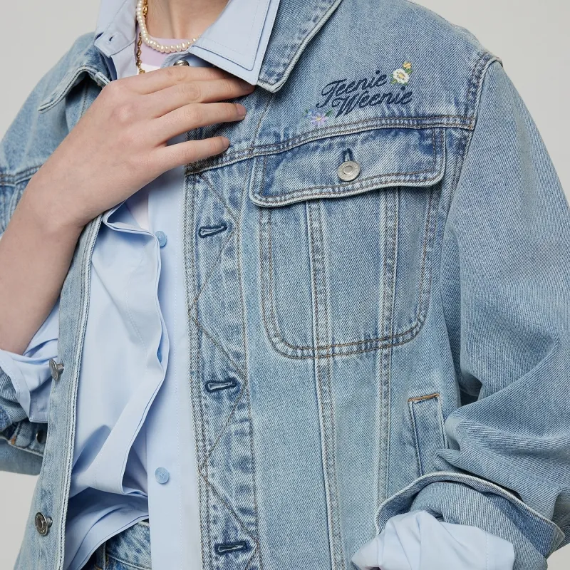 Teenie Weenie Cropped Coat Women's Light Blue-5