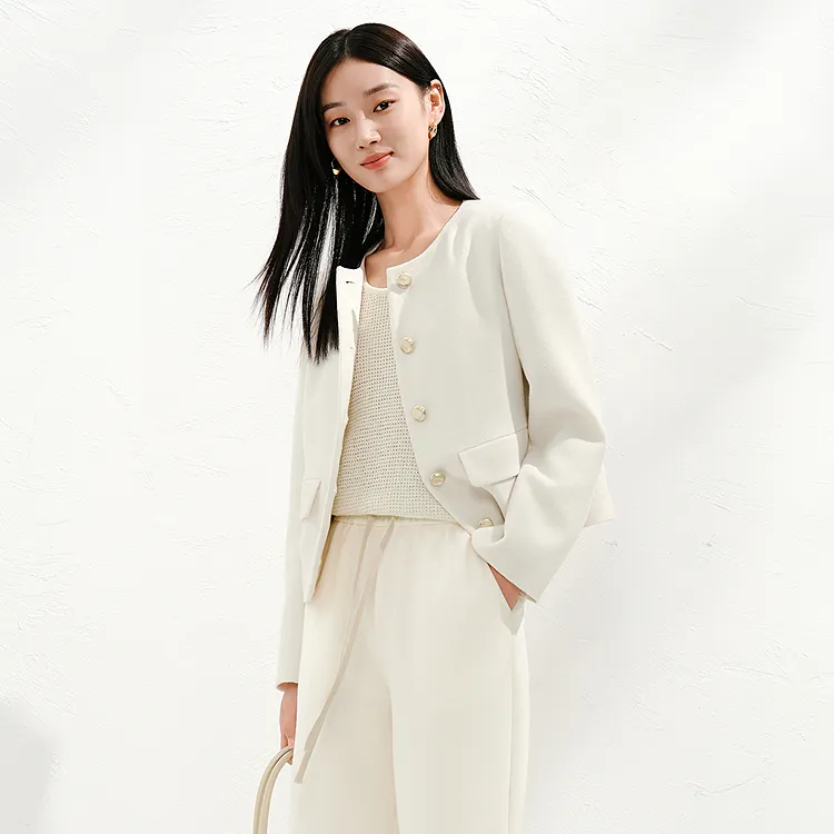 JZ. ANNAKRO Cropped Coats Women's Ecru-3
