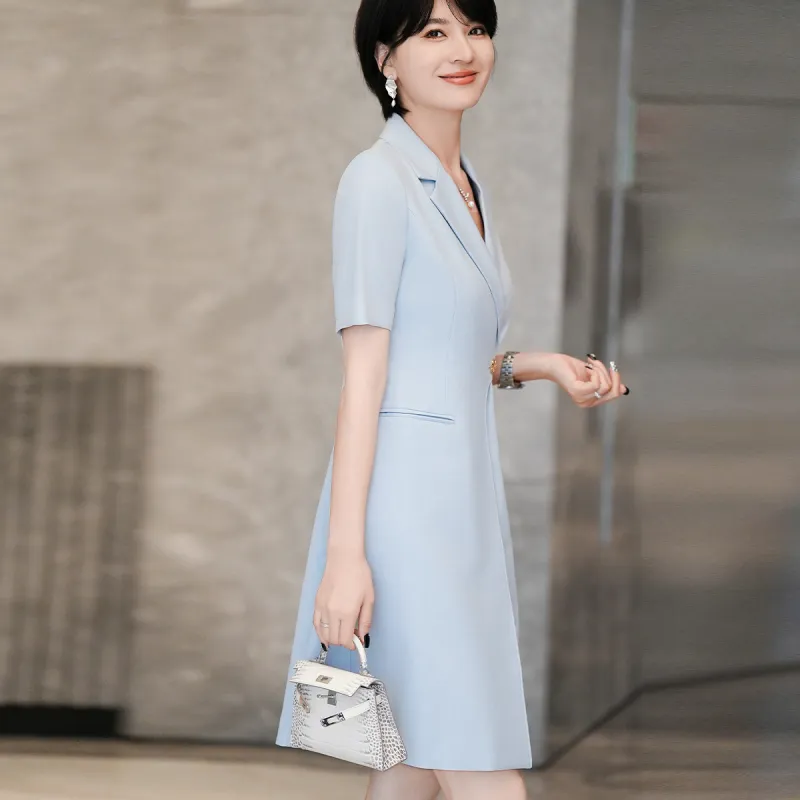ONE SHALLOW Short Sleeved Dresses Women's Blue-3