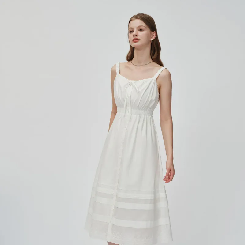 E.land Sleeveless Dress Women's Ivory White-3