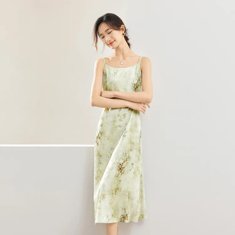 SENTUBILA Slip Dresses Women's Dark Bamboo Green-2