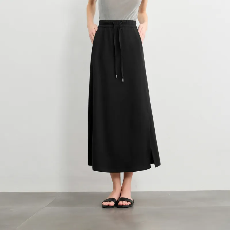 3COLOUR Casual Split Long Skirt Women's Classic Black-2