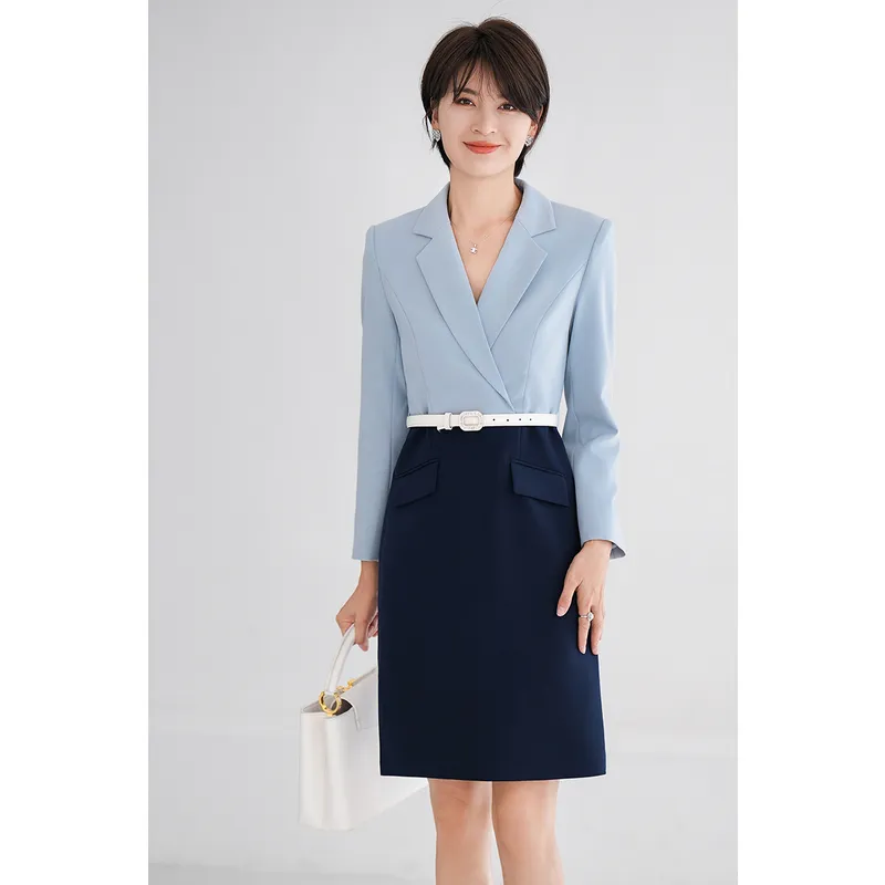 ONE SHALLOW Long Sleeved Dresses Women's Haze Blue-3