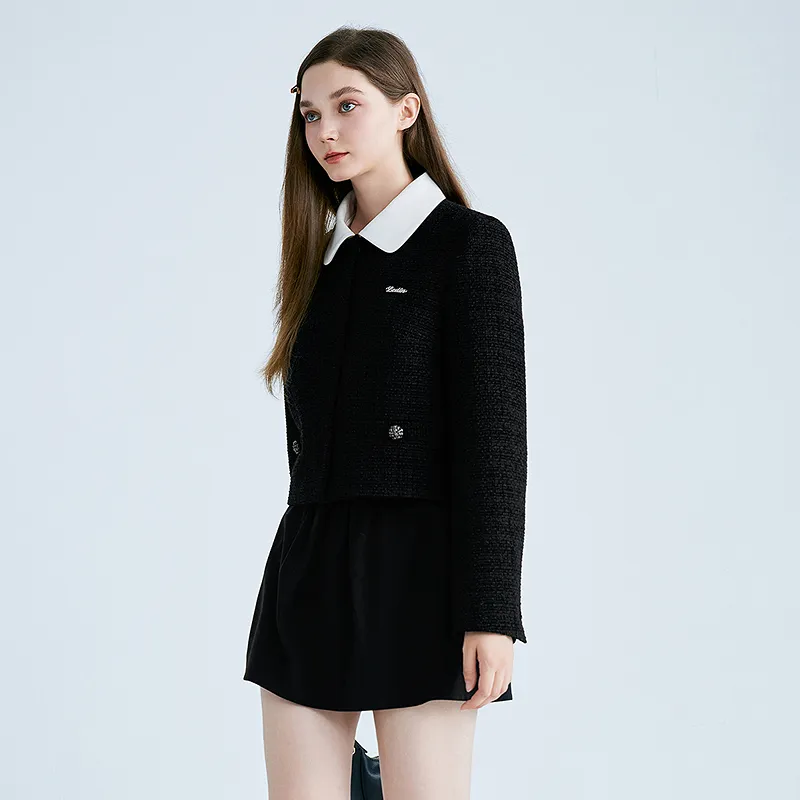 LEDIN Cropped Coat Women's Raven-5