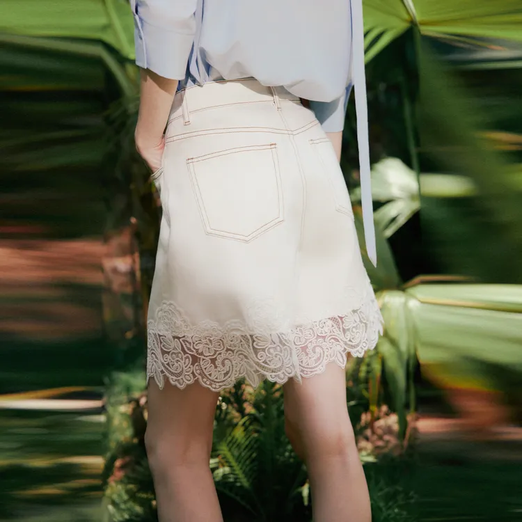 ELLE Denim Shorts Women's White-5