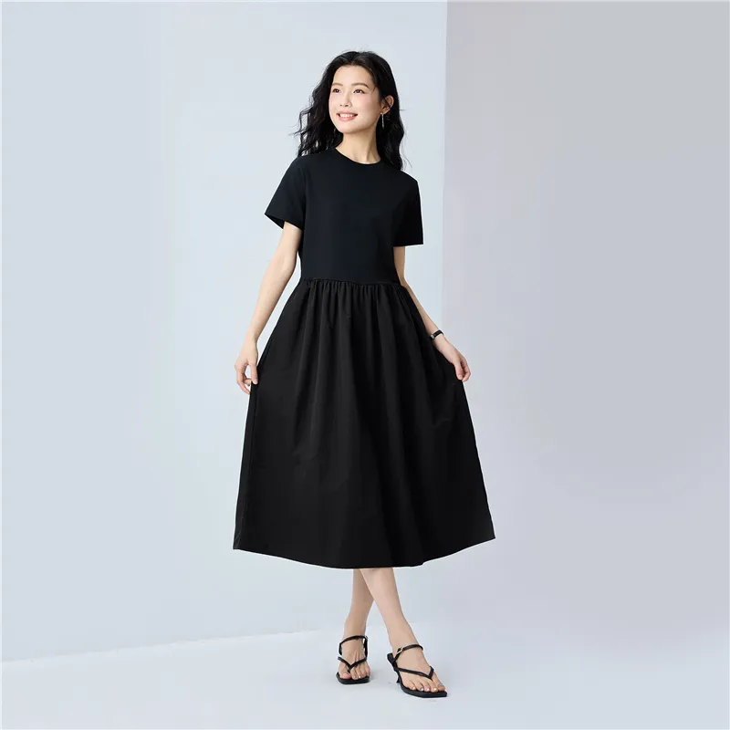 UNIQLO Short Sleeved Dress Women's 09 Signature Black-4