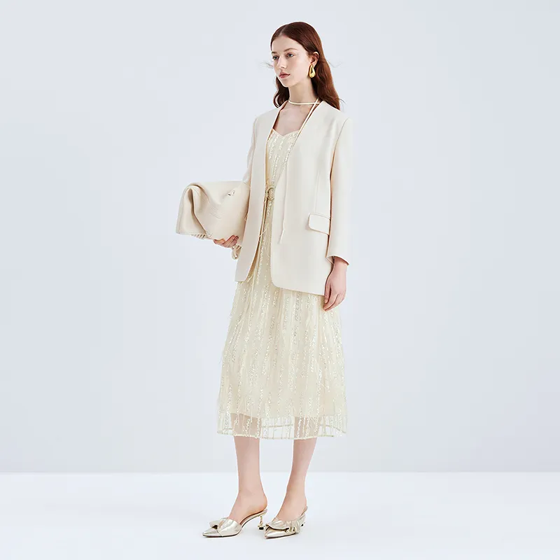 IDPAN Medium Length Coat Women's Ecru-3