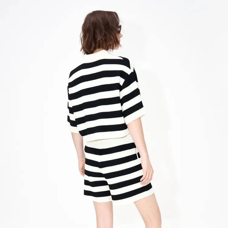MO&CO Knitwear Women's Black White Stripes-2