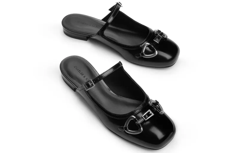 CHARLES&KEITH Composite Sole Closed Toe Slippers 2.2cm Women's Light Grey/Black Box-6