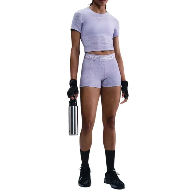 Nike Pro Women's Dri FIT Short Sleeve Cropped Jacquard Top-1
