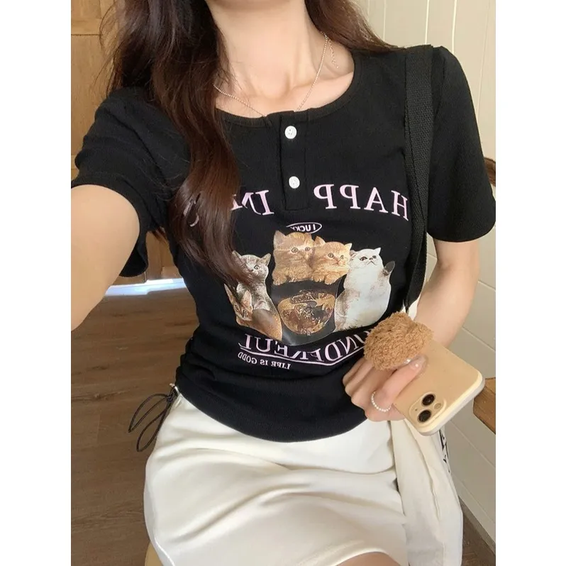XIANSINIAO Set in Sleeve T Shirt Women's-1