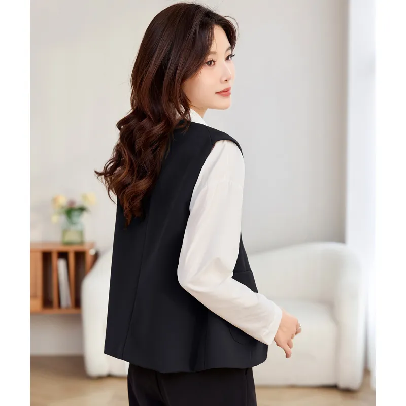 TERRE BLEUE Spring Fall Vest Loose Fit Women's-4