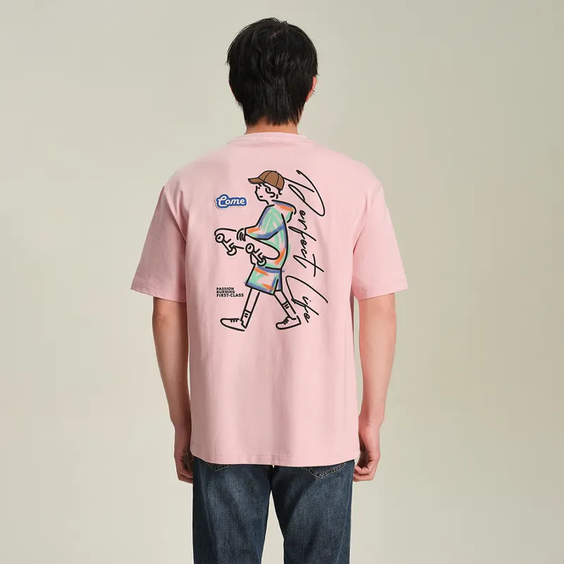 HLA T Shirts Men Pink Pattern B1-3