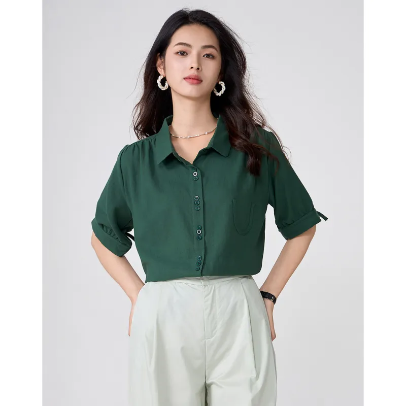 Love Elaine Shirt Loose Fit Women's Green-5