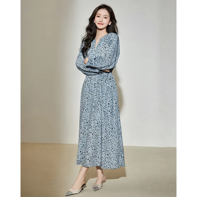 Love Elaine Spring Fall Long Sleeved Dress Women's Blue-1