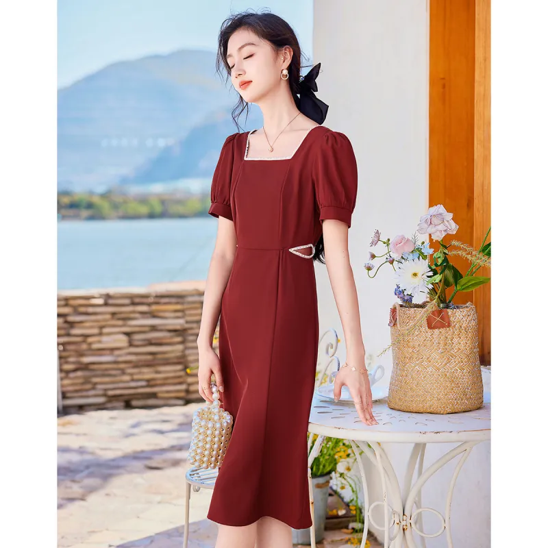 Like The Age Of Water Short Sleeved Dress Women's Red-2