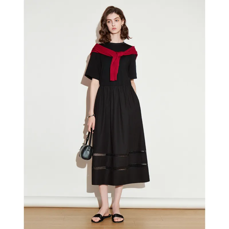 Initial Language Short Sleeved Dresses Women's-4