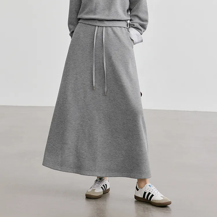 Hopeshow Casual Long Skirt Women's Smoke Gray-2