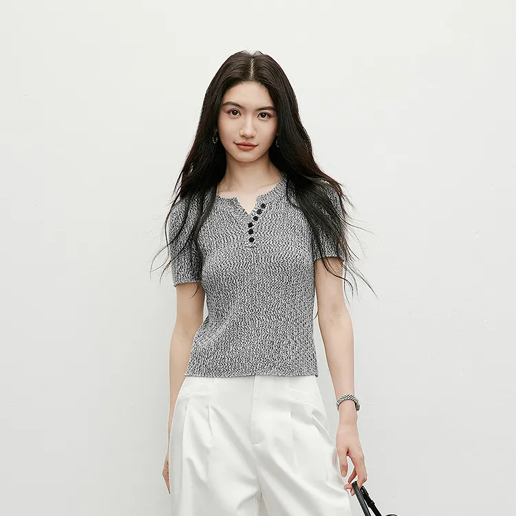 Hopeshow Knitwear Women's Star White Gray 087-2
