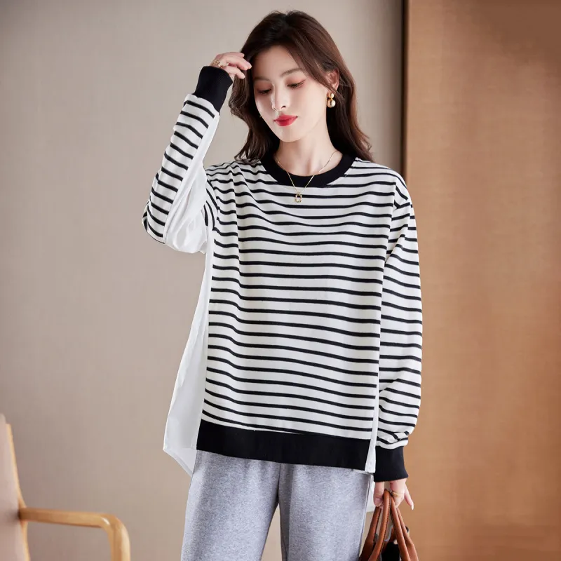 Like The Age Of Water Spring, Fall Sweatshirt Regular Women's Stripes-2