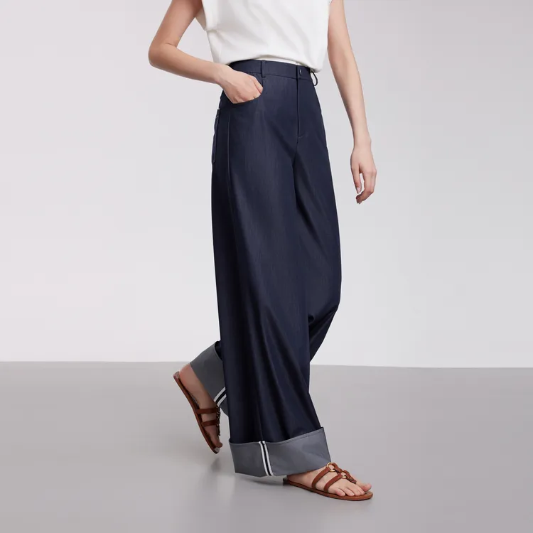 ELLE Casual Pants Women's Navy Blue-4
