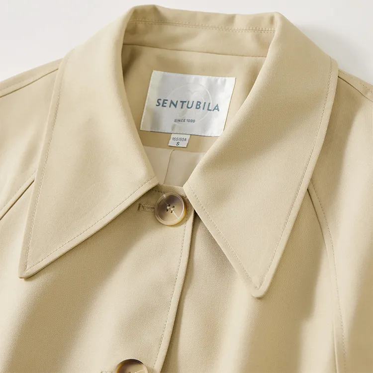 SENTUBILA Trench Coats Women's Light Khaki-4
