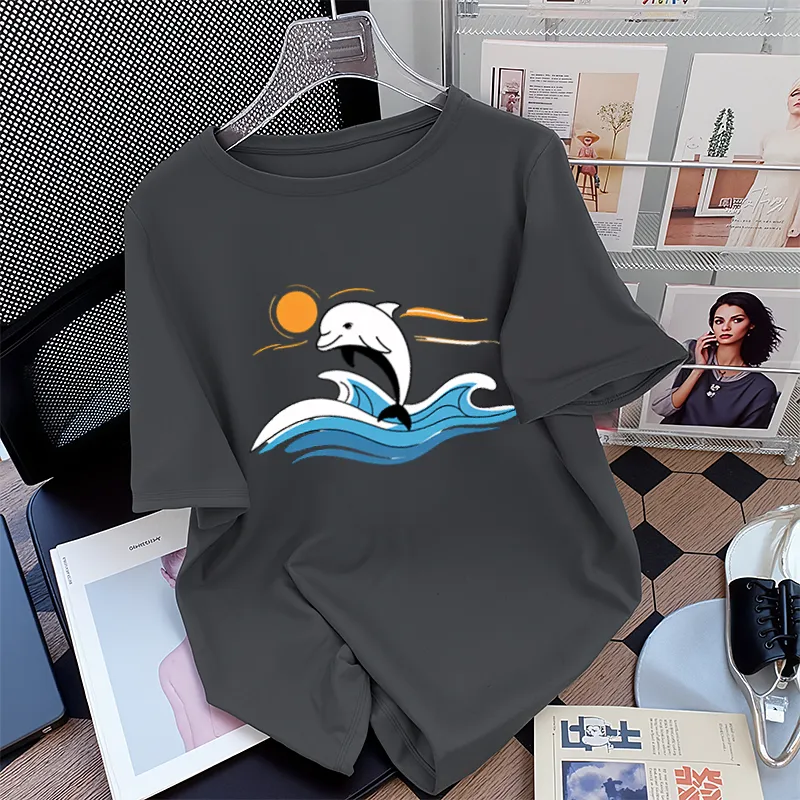 FAIRWHALE Drop Shoulder Sleeve T Shirt Women's-14
