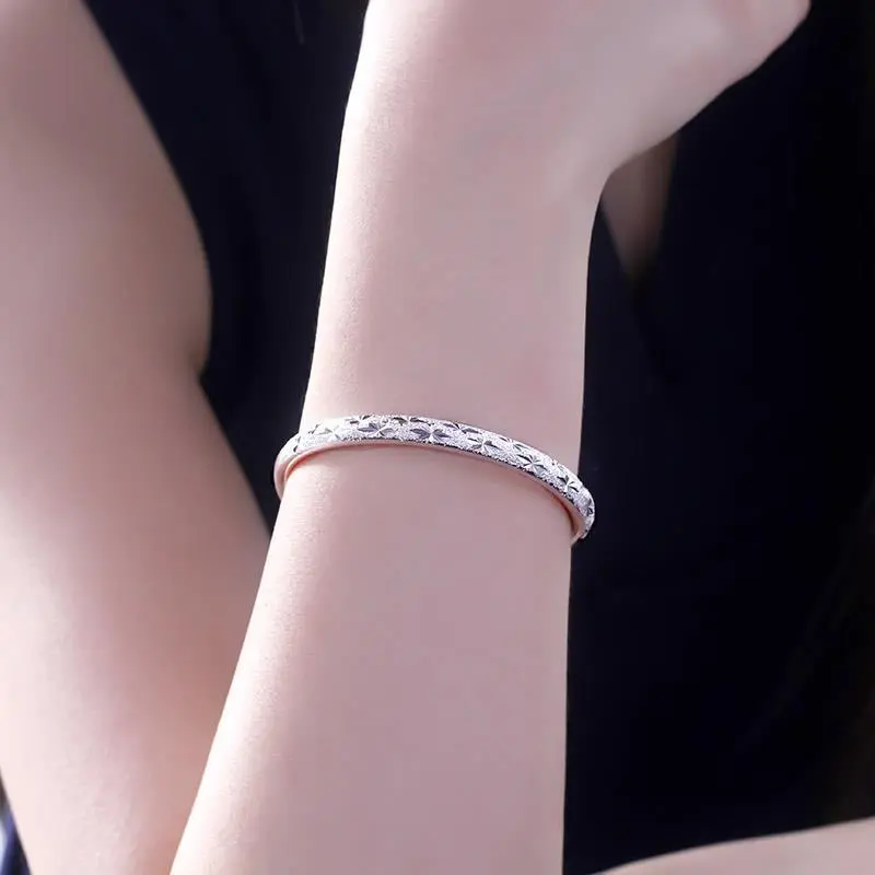 YINDIEFANG 999 Fine Silver Sterling Silver Bangle Women's-4